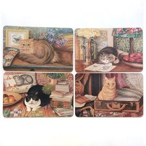 Vintage Jason Melamine Set of 4 CATS KINGDOM Cork Back Placemats